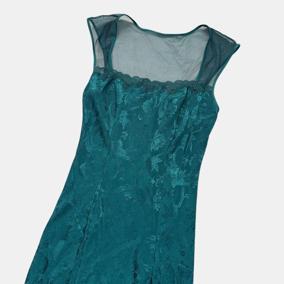 Victoria's Secret Green Slip Dress Maxi Side Slit Vintage Gold Label Size M - Picture 4 of 10